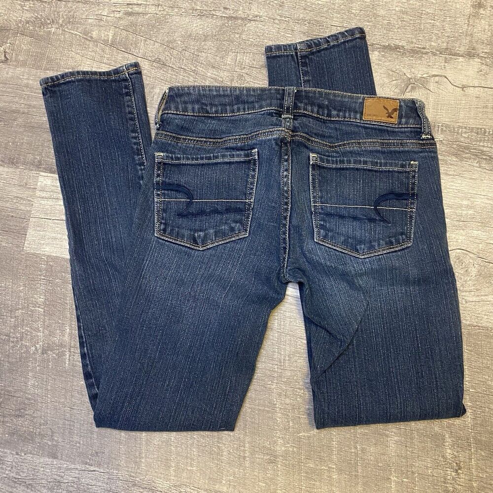 American Eagle Outfitters Skinny Stone Wash Blue Stretch Denim Jeans Size 0